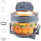Crystals Halogen Oven Air Fryer, Oil-free Meals With Our Manual Air Fryer, Ideal For Baking, Roasting, Grilling Variety Of Dishes, Includes Accessorie Pack, 60 Minute Timer & Extender Ring- 17L/1400W