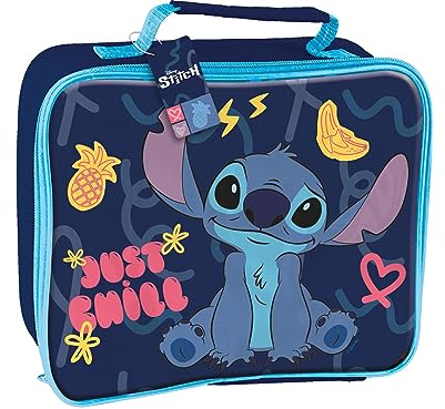 ILS I LOVE SHOPPING Bolsa térmica rectangular impermeable para el almuerzo para niños con asa – Gadget escolar (STITCH)