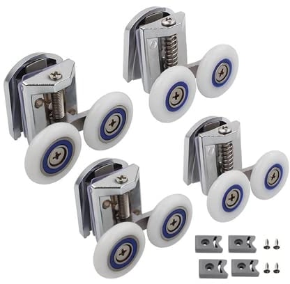 Cokritsm Duschkabinen Rollen 26mm Duschtür Rollen Ersatzrollen für Duschtüren, Rollen für Duschtüren Ersatzteile für Badezimme Gebogene Türen Glastüren 4-8mm Aluminium 4 Stück