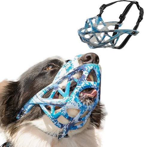 PETCUTE Maulkörbe für Hunde,Weicher Maulkorb für Hunde mit Reflektierender Streifen,Verstellbares Hund Maulkörbe,für Kleine,Mittlere und Große Hund,Verhindert Bellen,Beißen und Kauen