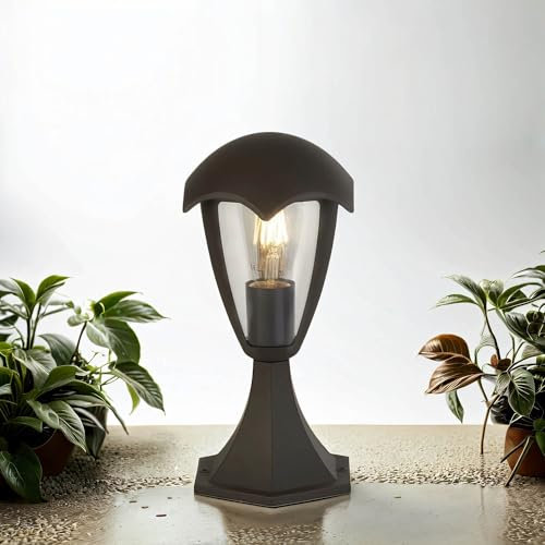 Sockelleuchte Aluminium 30 cm hoch E27 IP44 Anthrazit WALTER Stehlampe außen Wegeleuchte Garten Terrasse