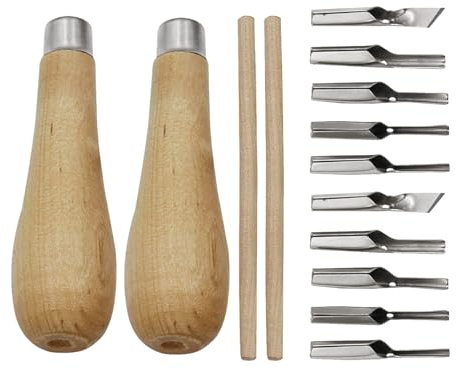2 Set Schneiden Stempel Schnitzen Werkzeuge mit 5 Klingen, Linoleum-Schnitzwerkzeuge Kit, Holzschnitzwerkzeug Set, zum Schneiden und Bearbeiten von Linoleum, Schnitzereien, DIY-Handwerk