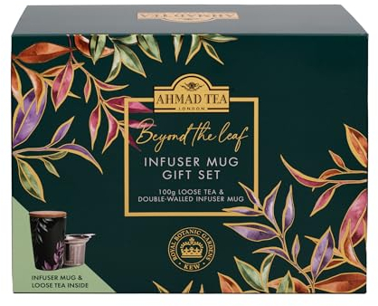 Ahmad Tea & KEW Gardens | Infuser Mug Gift Set| Black Tea | Perfect tea gift | 100g Loose Leaf Tea | 1 Flavour & Infuser Mug