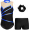 Kvysinly Glänzend Turnanzug Mädchen Gymnastikanzug Set Turnbody mit Haarband und Hose Ballettkleidung Tanz Training Dancewear Königsblau 134-140