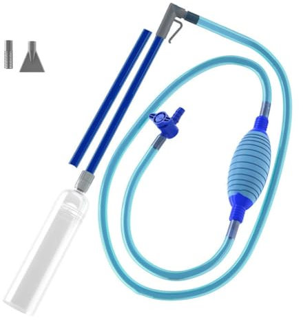 Pyugxab Aspiratore manuale per piscina con valvola, manuale SpaVac con 2 adattatori per ugelli per sporco, erba e altri depositi, blu