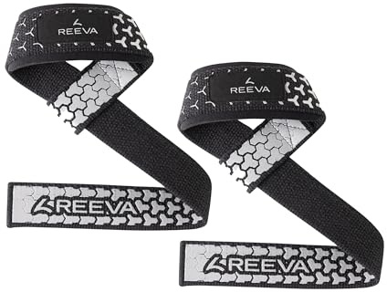 Reeva Lifting Straps Ultra Grip – Gewichthebe-Straps Silber, Powerlifting & Fitness Trainingsgurte mit rutschfester Grifffläche für Krafttraining & Gewichtheben