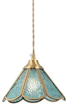 Chrasy E27 Pendelleuchte Deckenleuchte Buntglas im Tiffany-Stil Landhausstil Hängelampe Kinderzimmer Retro Pendelleuchten für Esszimmer, Wohnzimmer, Restaurant (Blau)