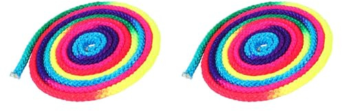 Corda da Ginnastica, Resistente e Flessibile, Ginnastica Ritmica, 2 Pezzi Nylon Color Arcobaleno Solido, for Allenamento Artistico Sportivo Competizione e Salti