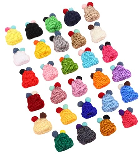 GUTERTOP Set di 70 pezzi per uncinetto, mini berretti per fai da te, accessori per cuccioli portafortuna, adatti per fai da te, decorazioni per bottiglie di vino, decorazioni per albero di Natale,