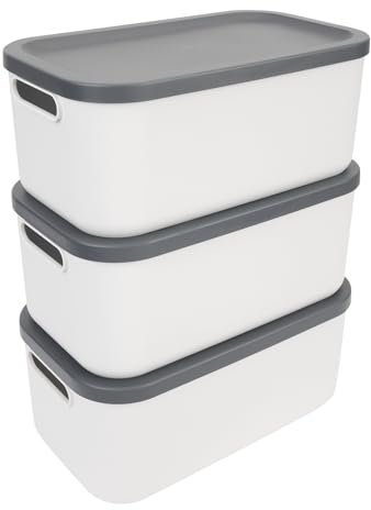 Rotho Albula Set Box 12l 3 tlg. ALBULA light, Kunststoff (PP) BPA-frei, weiss, 12l (46.3 x 26.3 x 32.4 cm)