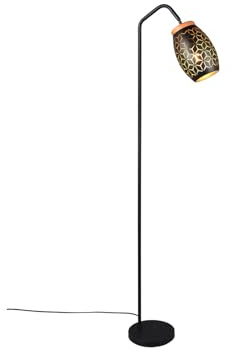 meineWunschleuchte Steh-lampe mit besonderem Stanzmuster Schwarz Gold | Höhe 147cm, mit E27 LED, stufenweise dimmbar, ausgefallene Stehleuchte, besonderes Lichtspiel, für Wohnzimmer & Schlafzimmer