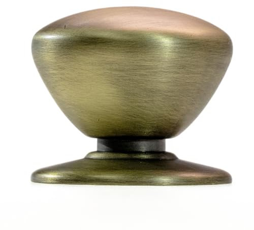 trust4care 2-Pack Extra Large Antique Brushed Brass Bifold Closet Dummy Door Knobs with Wide Base, Weathered Gold Passage Hinged Dresser Cabinet Doorknobs, 1-3/5 Sideboard Drawer Pulls Handles