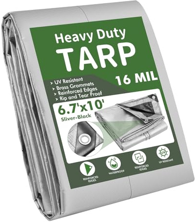 Victoam 2m x 3m Thickened for Durability Tarpaulin Waterproof, Heavy Duty Tarp Sheet Cover 320GSM Thickness 16Mil with Reinforced Grommets, Tarpaulin for Rooftop Camping Patio Pool Boat