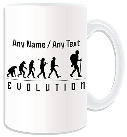 Grande tazza da escursionismo (design rivoluzione bianco) con qualsiasi nome messaggio su un unico – Contorno giocatore olimpico gioco di montagna Rambling Hillwalking Tramping Trekking Backpacking