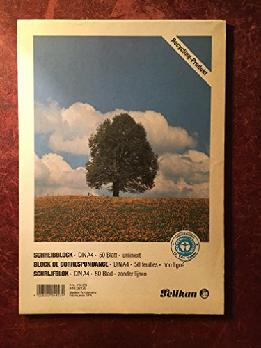 Schreibblock Pelikan DINA4 50 Blatt unliniert graues Recycling-Papier