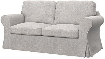 Soferia Sofabezug Kompatibel Mit EKTORP 2er-Sofa Sofaüberzug Sofaüberwurf Sofaschoner Cover Einfache Reinigung Allergiefrei Naturel Beige