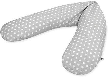 Julius Zöllner Classic Stillkissen ca. 190 cm | Füllung 42 Liter EPS-Mikroperlen | Made in Germany | Bezug aus 100% Baumwolle | OEKO-TEX® STANDARD 100 | Sterne grau