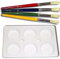 Hog's Hair Paint Brushes & 6 Well Paint Palette with Colour Mixing Guide