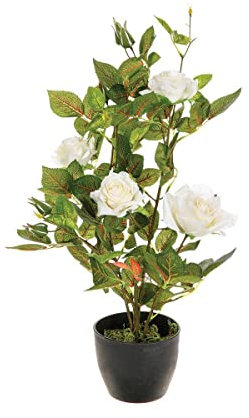 Atmosphera - Rosal Artificial - Maceta de Cemento - H50 cm - Blanco