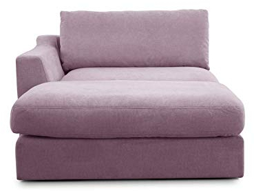CAVADORE Sofa-Modul Fiona Longchair mit Armteil links / XXL-Recamiere passend zur Couchgarnitur Fiona / 139 x 90 x 199 / Webstoff flieder-lila