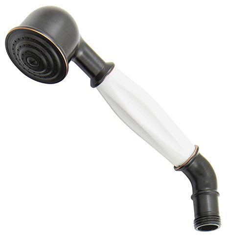 PaulGurkes Retro Nostalgie Handbrause schwarz Duschkopf vintage Dusche weißer Kunststoffgriff Landhausstil Brausekopf