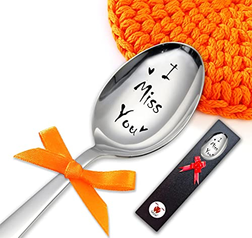 Engraved Spoon Gift - I Miss You - Love Gifts for Him & Her - Romantic Gift for Wife, Husband, Girlfriend, Boyfriend - Anniversary, Valentine’s, Special Occasion Keepsake