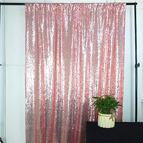 HeMiaor Rose Gold Pailletten Hintergrund Pailletten Vorhang für Hochzeit/Geburtstagsfeier/Babyparty/Photo Booth Hintergrund - 4x6.5FT