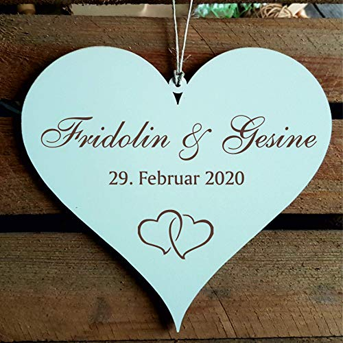 Herz Schild Hochzeit mit Namen und Datum - Motiv Herzen
