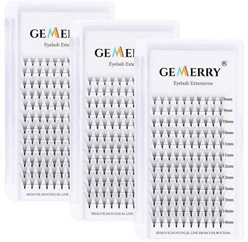 Bouquet Prefait Cils 10D Extention de Cils Soie Volume Russe 3pcs/Pack 0,07mm D curl Longueur 8-14mm Mix Premade Fans Lash Extensions de GEMERRY (10D-0.07-D-mix 8-14mm x3)