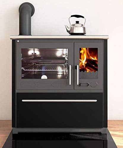 EEK A+ Küchenofen Holzherd Plamen 850 schwarz, Linke Version - 8 kW Dauerbrandherd