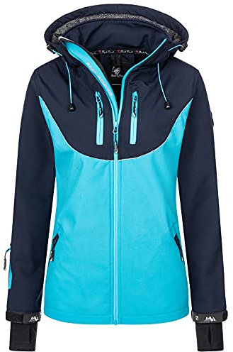 Rock Creek Damen Softshell Jacke Windbreaker Regenjacke Übergangsjacke Softshelljacke Damenjacke Regenmantel Outdoorjacke Kapuze D-442 Blau S