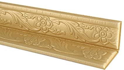 URFEDA Selbstklebende zierleisten Neatiease Flexible Zierleisten Sparpaket, zum Abziehen und Aufkleben, Deckenleiste, tapeten zierband, Wandverkleidung für Heimdekoration(2,3 m x 8 cm x 1 cm, Gold)
