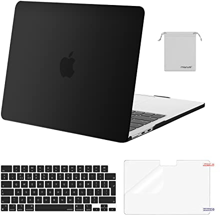 MOSISO Custodia Compatibile con MacBook Air 13 Cover M4 M3 M2 2025 2024-2022 A3240 A3113 A2681, per MacBook Air 13,6'' display Liquid Retina Case&Copritastiera&Pellicola&Borsa, Nero