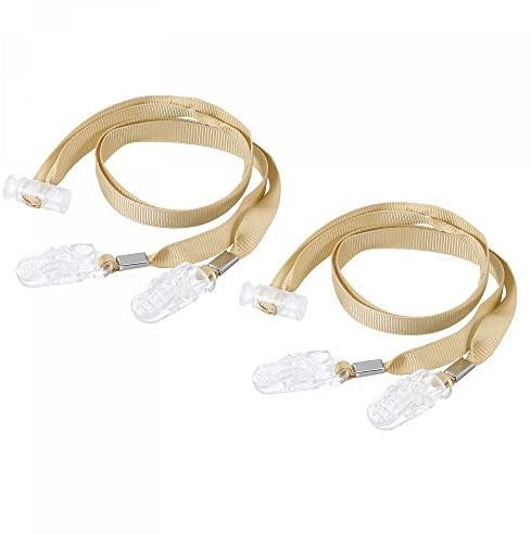 sourcing map Serviettenkette, 37 cm, Polyester, Halstuch, Lätzchenhalter, Kette, Sonnenhut, Band, Umhängeband mit verstellbaren Schnallenclips für Serviettenkappenbefestigung, Beige, 2 Stück