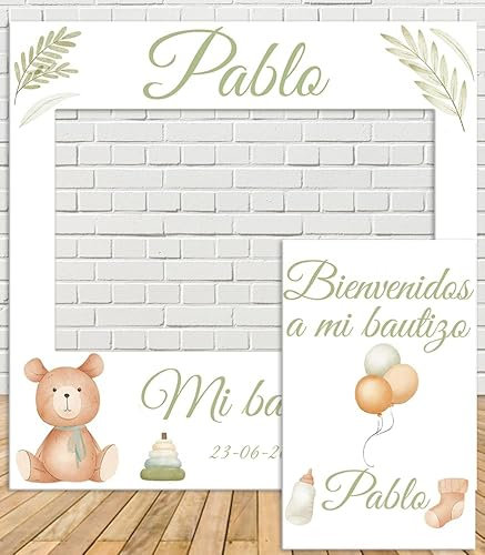 Photocall de Bautizo Juguetes 100x100cm| Photocall Económico y Original | Regalo| Personalizable