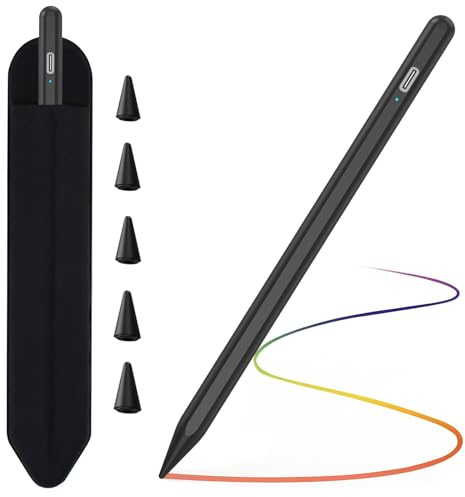TQQ Stift für iPad 2018-2025, Schnellladefunktion, Palm-Ablehnung und Neigungssensitivität Pencil für Apple iPad Air 7/6/5/4/3, i-Pad 11-6, i-Pad Pro M4/M3/M2/12.9, Mini 5/6