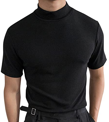 Baustellen Gadgets Herren Tumblr Tops Männlich Sommer Solide T-Shirt Bluse Stehkragen Rollkragen Kurzarm Tops T-Shirt T Shirts Herrn Tank Tops