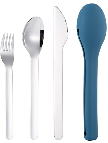 JGJGJG Juego de cubiertos de 3 piezas, cubiertos de viaje de acero inoxidable con cuchillo, tenedor y cuchara, cubiertos de senderismo respetuosos con el medio ambiente, portátil.
