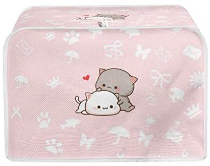 STUOARTE Universal Size Cartoon Cat Print Toaster Cover Cute 2 Slice Toaster Cover Bread Machine Accessories Cover Washable Toaster Accessories Appliance Bags Dustproof, Pink