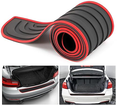 Car Rear Bumper Protector,Universal Rear Bumper Guard Protector for Car,Anti-scratch Rubber Rear Bumper Protector Cover,bumper protector strip for Car Pickup Truck SUV (Black with Red 36 X2.7)