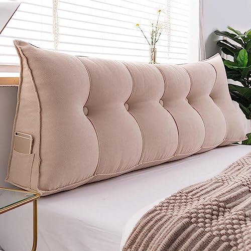 RVUEM Bequemes Lendenkissen FüR Das Bett, RüCkenlehnen Kissen Zum Lesen, Dreieckiges Kopfteilkissen, Keil Daybed Kissen, Polsterkissen, FüR Erkerfenster Tatami Sofa Schlafzimmer,H,100 * 50 * 20cm