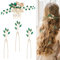 PLIGREAT 4 Stück Grüner Strass Haarkämme Braut Hochzeit Haarnadeln Blatt Kristall U-förmige Haarspange für Braut Brautjungfer Hochzeit Damen Dünnes Haar Haarschmuck
