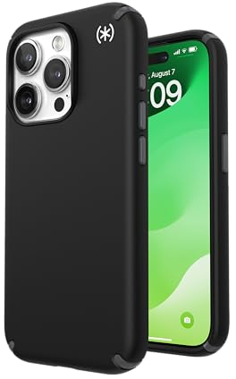 Speck iPhone 15 Pro Hülle - Fallschutz - Kratzfest, Soft Touch, 6,1 Zoll Handyhülle - Presidio2 Pro Schwarz/Schiefergrau/Weiß