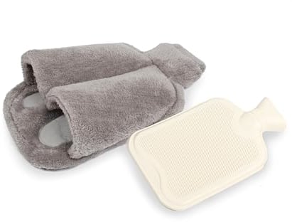 Vital Comfort Fußwärmer mit Wärmflasche – Kuscheliger grauer Fußsack für warme Füße, ideal für kalte Tage, mit integrierter Wärmflasche, perfekt für Zuhause, Büro und gegen kalte Füße