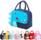 Runmeihe Bolsa Nevera Pequeña Para Niños Niñas Niños Estudiantes, Lunch Bag Reutilizable con Aislamiento,Pequeñas Bolsas de Almuerzo Impermeables Plegables para Viajes Picnic Escuela (Navy Crocodile)