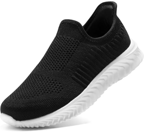 STQ Zapatos Verano Mujer Sin Cordones Slip-on Malla Transpirable Zapatillas Fascitis Plantar Deportivas Negro Blanco 41 EU