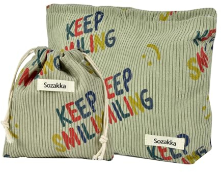 Fycyko 2 Stück Kosmetiktasche Reise, Tragbare Kulturbeutel Kinder Lächeln Waschtasche Organizer Smile Muster Make-up Tasche Kulturbeutel Herren Reisen Kulturtasche für Damen Mädchen (2 Stücke - Grün)