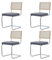 BenyLed Pack 4 Sillas de Comedor Estilo Nórdico Silla Escandinava; Sillas de Cocina Modernas con Respaldo de Madera Maciza de Ratán y Asiento Tapizado (Gris holandés Terciopelo)