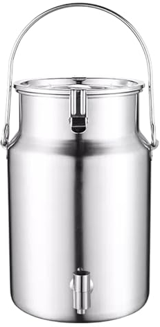 5-10L Milchkanne Mit Zapfhahn, 304 Edelstahl Milcheimer Wein-Eimer Ölfass Tee-Kanister Getränk Getränkespender Mit Einzelgriff Für Milch Wein Öl, Silber, 10L