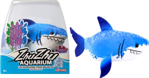 Lansay ZHU ZHU Aqua – Martin der Hai – Blau – Weiches & interaktives Plüschtier für Kinder ab 4 Jahren – Geschichten unter dem verzauberten Ozean – Lustiger interaktiver Fisch – kein Wasser